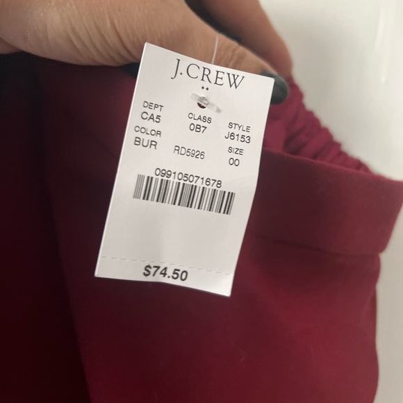 J Crew Mercantile NWT Burgundy Red Flounce Hem Mini Skirt Size 00 - Picture 4 of 5